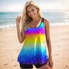 Women's Swimwear Tankini 2 Piece Swimsuit Colorful Gradient Water Droplets Vacation Bathing Suits