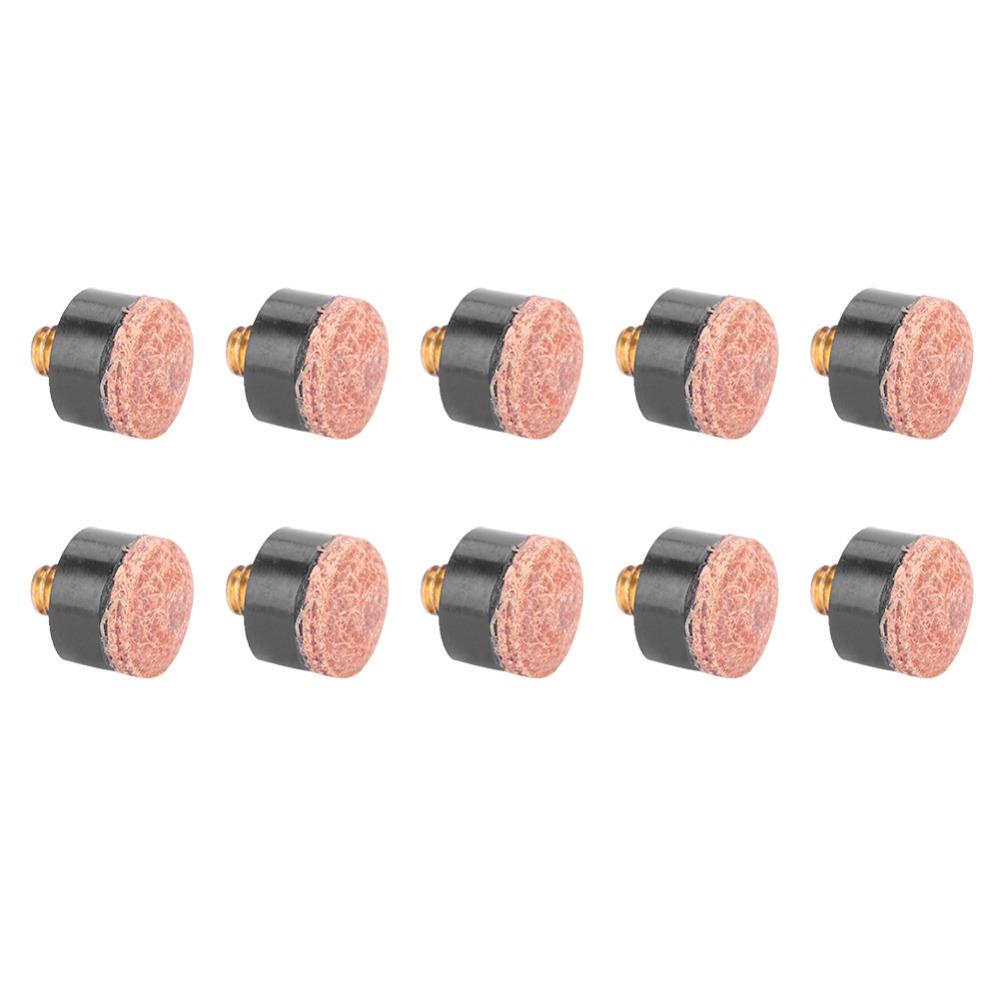 10pcs Screw-in Ferrules Pool Cue Tips Leather Iron Billiards Cue Tip Plastic Screw-on Tips Replacement Parts