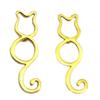 [P7620] - Gold 'Cat' Steel Earrings - 20x6 Mm