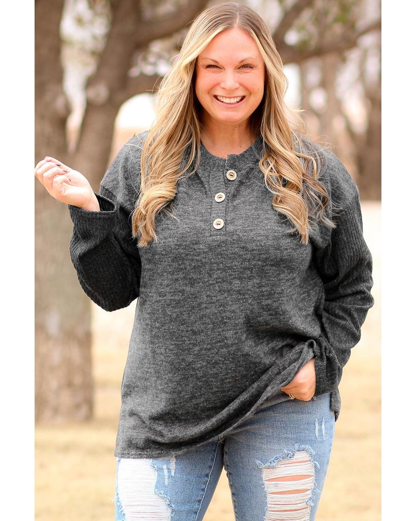 Azura Exchange Классический черный топ-хенли в рубчик