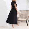 Women's Summer Ruffle V-neck Dress Casual Bohemian Style Slit Hem Beach Maxi Dress Dress
