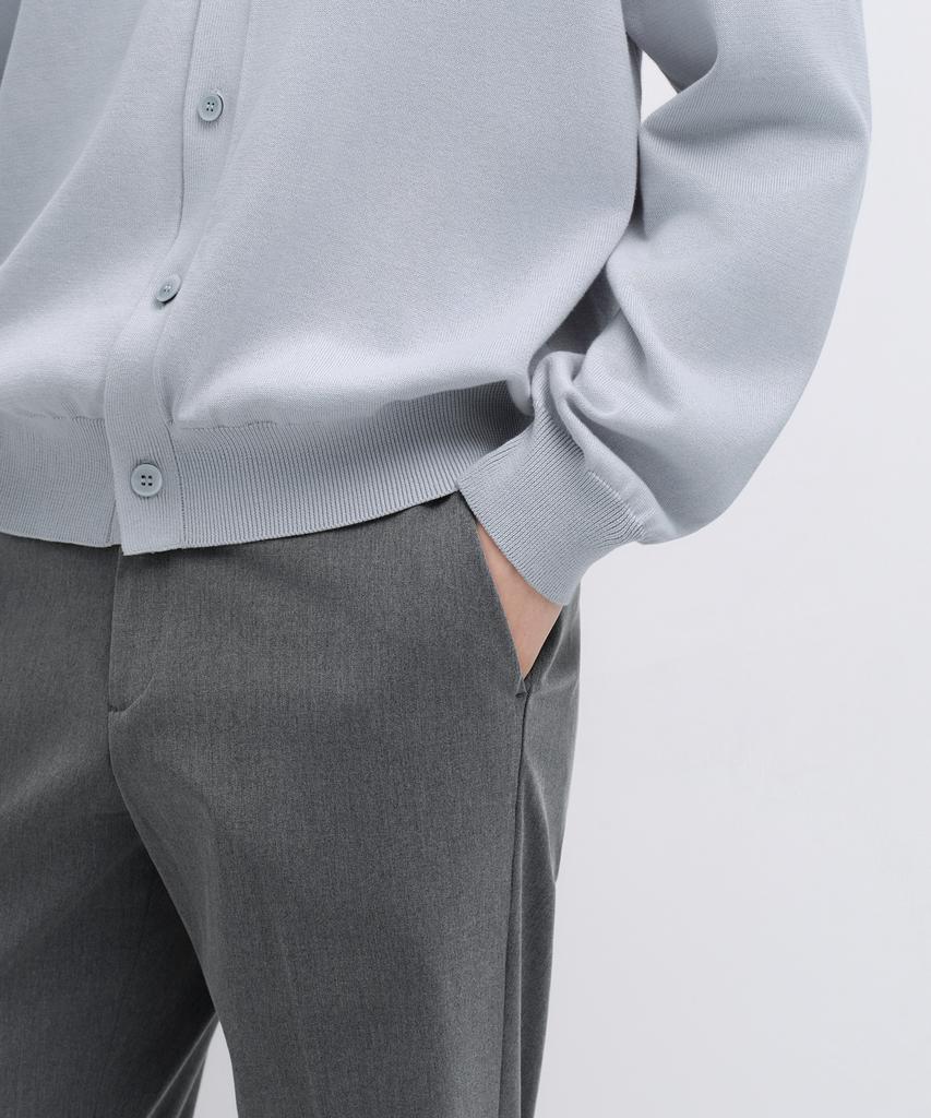 MUSINSA STANDARD Semi-Wide Hidden Elastic Waist Slacks [Melange Gray]