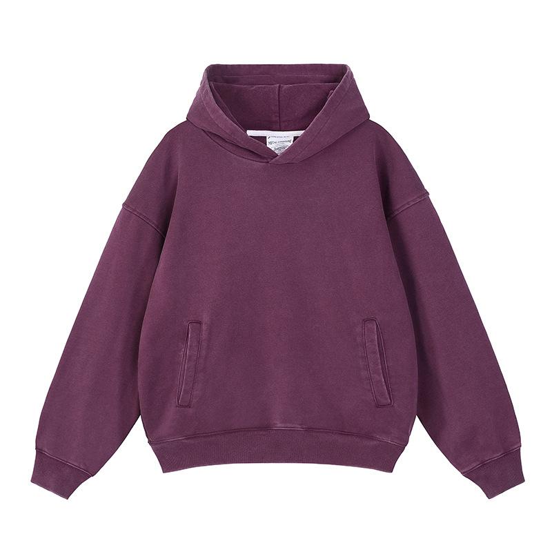 Снежинки Стираные Чтобы Сделать Старый Чистый Хлопок Классический Стиль Американский Свитшот С Капюшоном Однотонный для Мужчин и Женщин