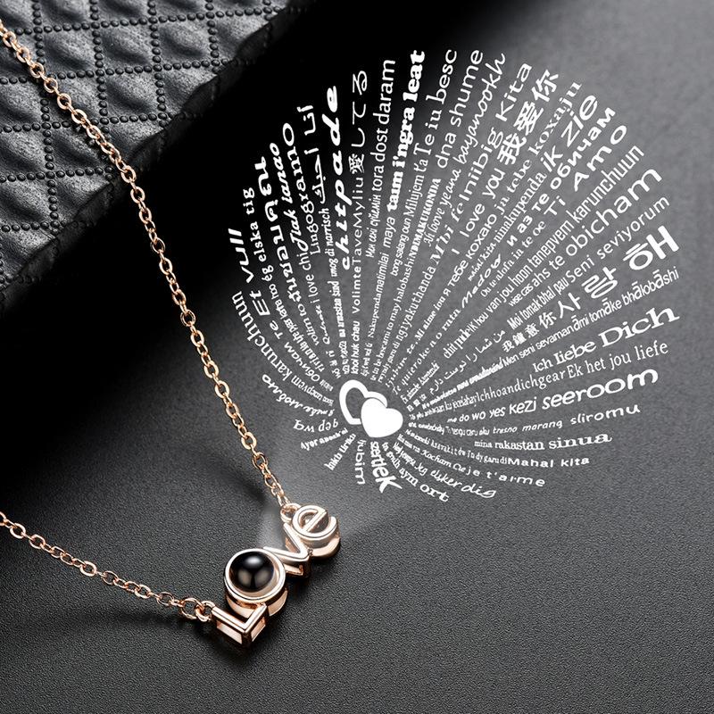 New Palm Necklace 100 Language I Love You Necklace Memory Projection Pendant Wedding Letter Necklace Drop Shipping