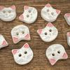 10Pcs Cute Cat Buttons 12mm Small Kitten Head White Resin 2-hole Buttons Clothing Accessories