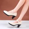 Fashion French Style High Heels Women's Comfortable Thick Heel Buckle Flag Dress Soft Bottom Single Shoes round Toe Mid Heel Summer