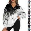 Женская повседневная модная толстовка на молнии с длинным рукавом и цветочным принтом, топ на молнии