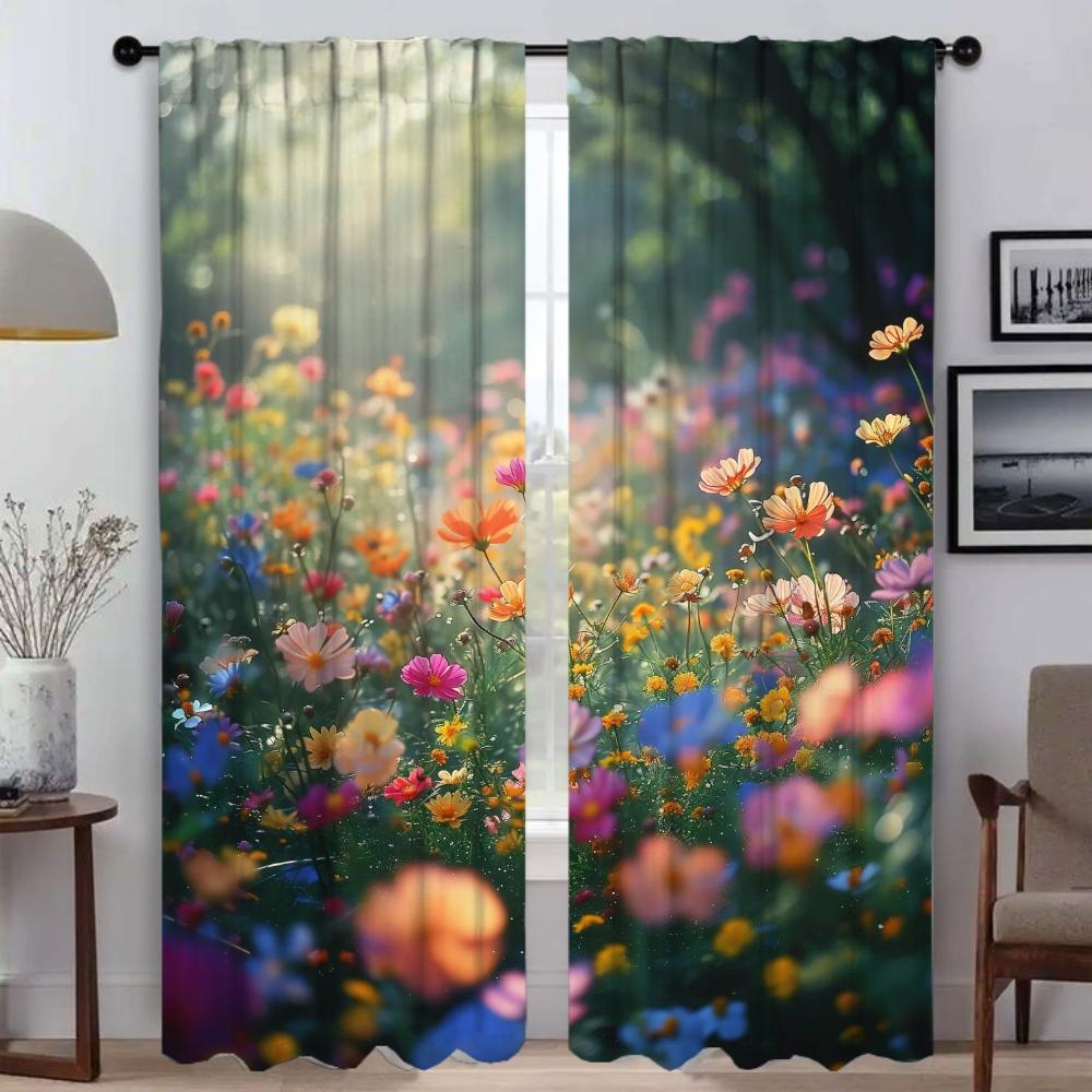 Занавеска для окна Wildflower для комнаты, 2 панели, противомоскитные шторы, разделительные шторы для домашнего интерьера, украшения на Хэллоуин