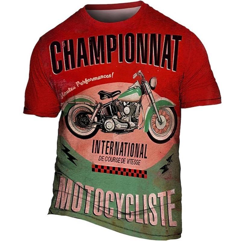 Винтажная байкерская футболка, мужская футболка с рисунком мотоцикла, классические футболки с короткими рукавами и 3d принтом автомобиля, летняя уличная одежда, мужская одежда