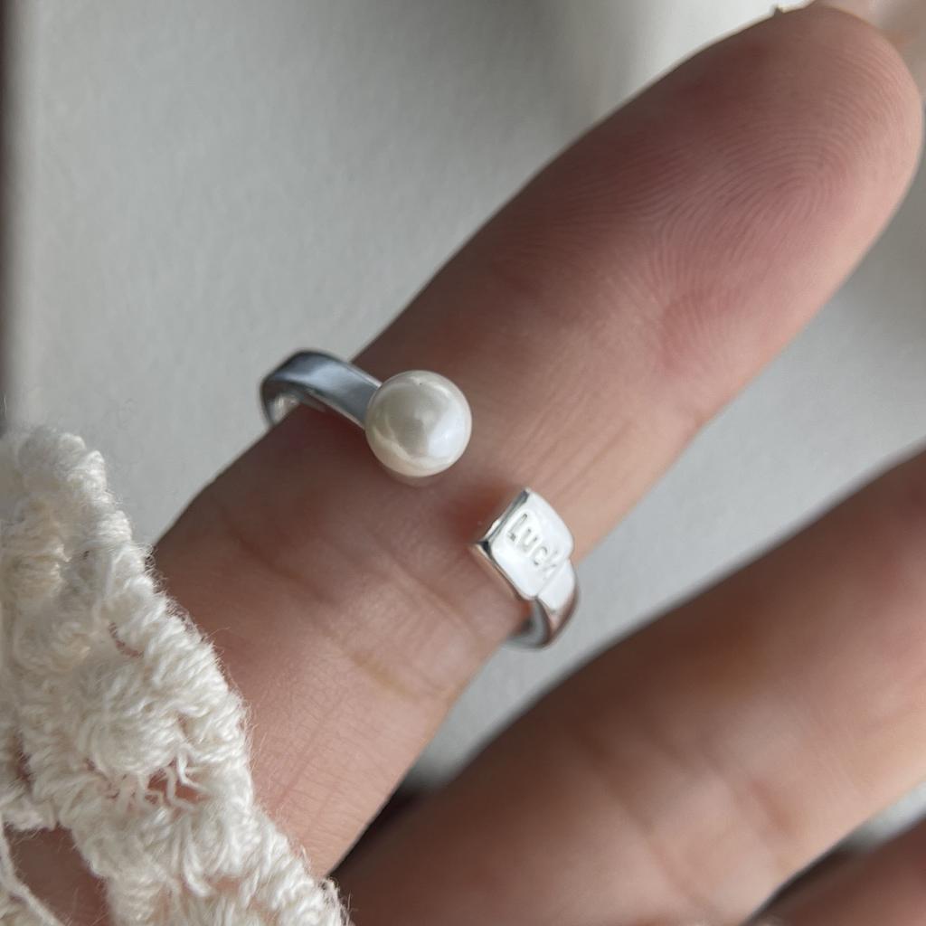 925 Sterling Silver Rings for Women Couple Minimalist Handmade Simple Flower Pearl Ring Fine Jewelry Gift Prevent Allergy