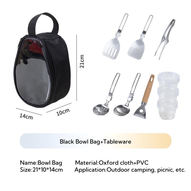 Camping Dishes Utensils Set, Bowls & Forks BBQ Cooking Utensil Tableware Set  Cookware Kit for Camping