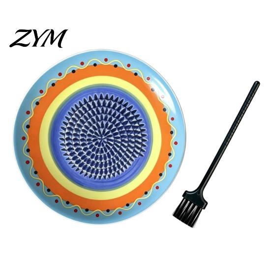Sturdy Ceramic Food Grater Garlic Ginger Grater, 2-in-1 Manual Shredder Plate for Kitchen Cooking, Flat Compact Prep Tool Base Easy-Clean Fresh Fruit
