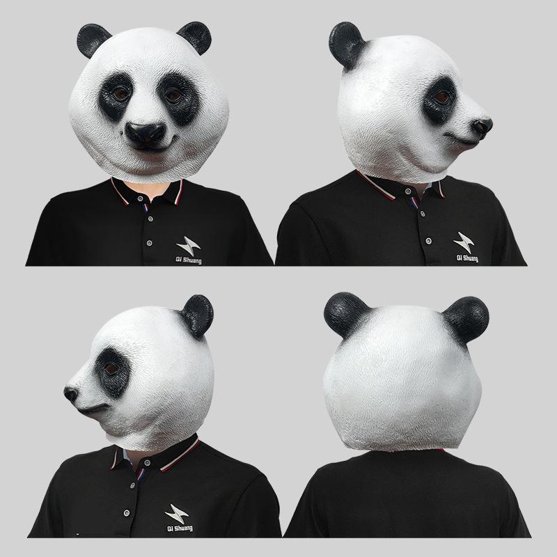 Cute Giant Panda Headgear Animal Mask Masquerade Funny Latex Headdress Halloween Party Performance Props