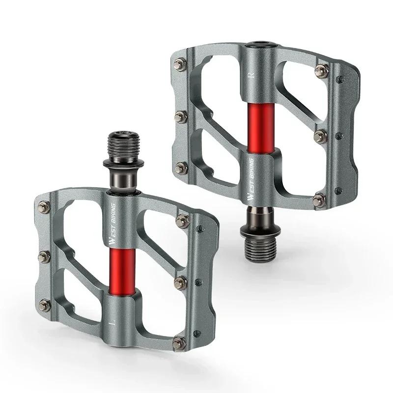 WEST BIKING Road Bike Ultralight Pedals CNC Aluminum Alloy MTB 3 Bearings Anti-Slip Compact Cycling Flat Pedals Bicycle Parts
