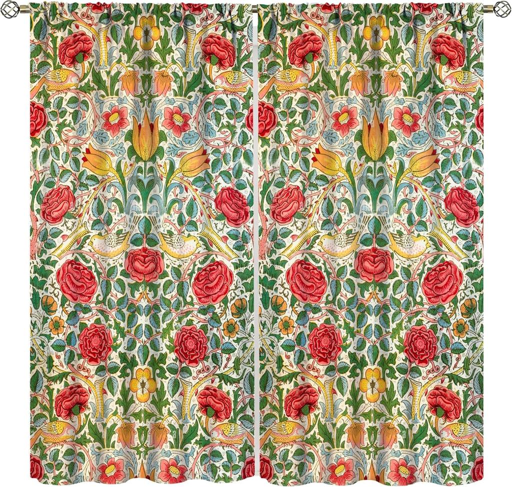 Винтажные Шторы Ycness William Morris с Цветочным Узором В Стиле Акварельных Цветов Для Окон Комнаты Шторы для Спальни Гостиной Штора Полиэстер Идеально Для