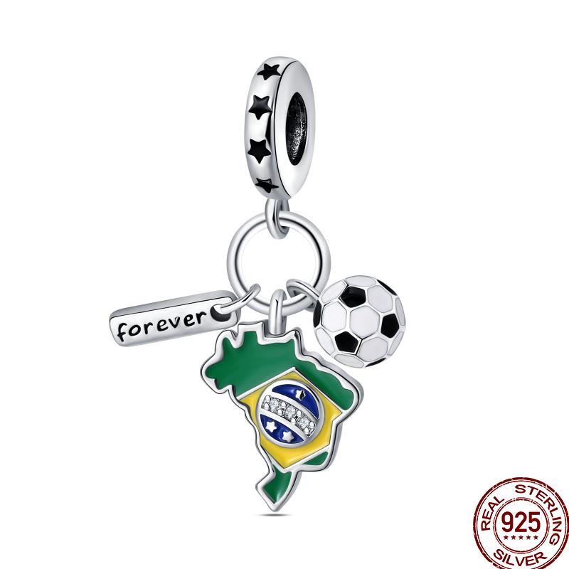 American Sports Series Copper Badminton Baseball Football Pendant Beads Suitable For 3Mm Original Bracelet Diy