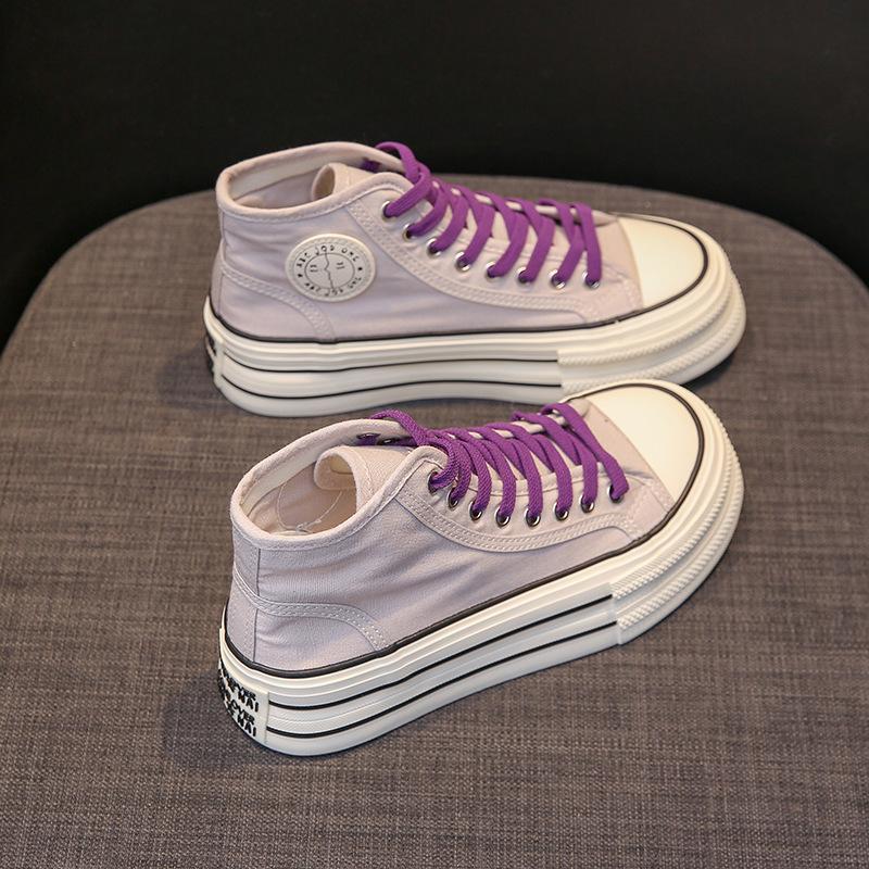 Women's Canvas Shoes New Spring Korean Version Ins All-match Thick-soled Shoes Spring and Autumn Casual Shoes