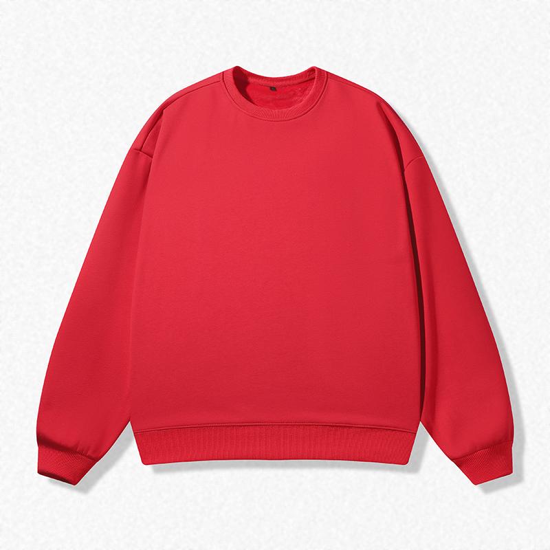 Pure Cotton Round Neck Sweatshirt for Men and Women Solid Color Loose Large Size Casual Sports Jacket Sweatshirt Couples Top Long Sleeve T-shirt