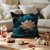 Fashion Lotus Cushion Cover Anti-dustmite Pillowcase Invisible Zipper Silky Short Plush Sofa Cushion Cover