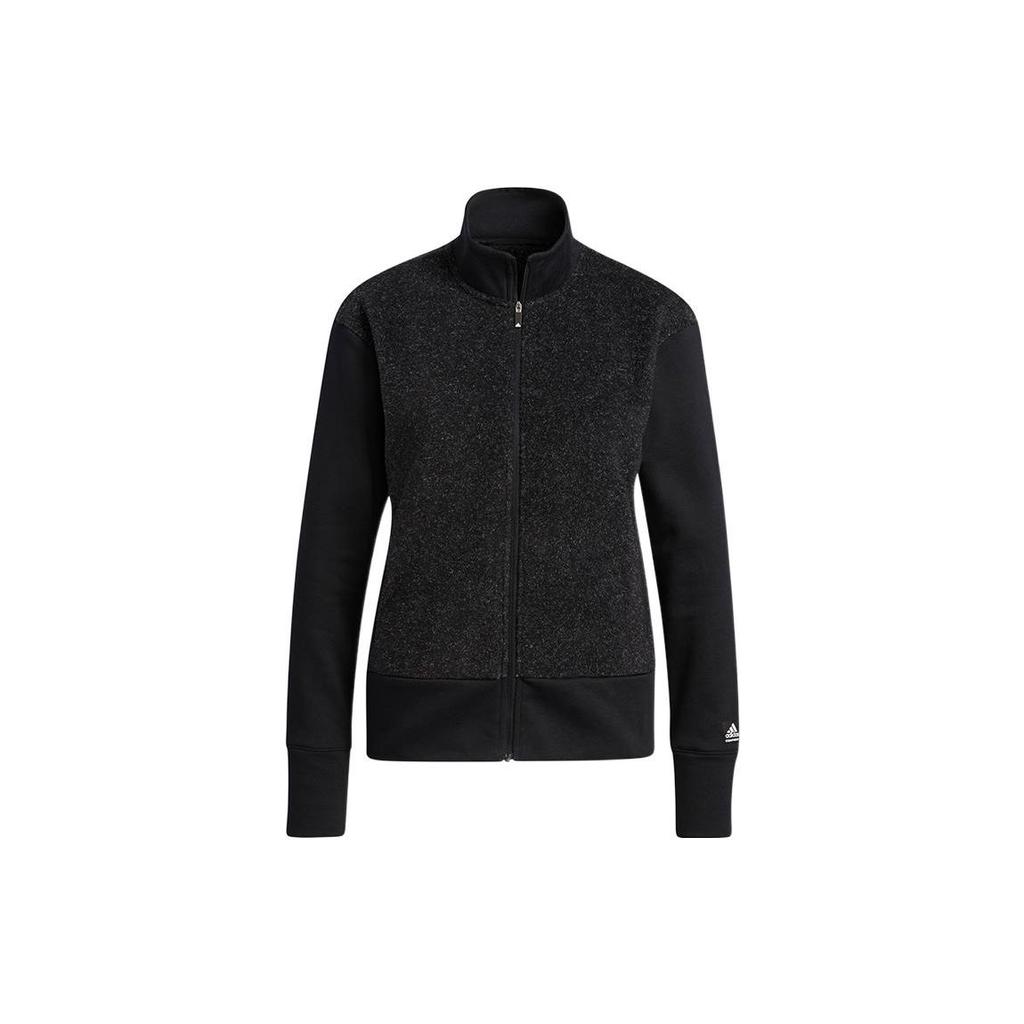 Adidas Solid Color Spliced Stand Collar Zip Jacket Women Jackets Black GR3560