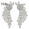 Wedding Dress Neckline Trim 2Pcs Embroidery Patches for Dress, Water-soluble Lace Applique, Floral Fairy Style Clothing Decor Motif Sew on Sticker,