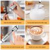Electric Handheld Egg Whisk Milk Frother Foam Maker USB Rechargeable Mixer with 2 Stainless Steel
