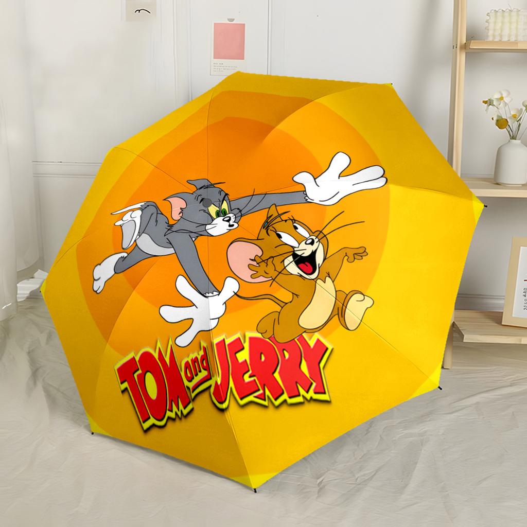 Tom And Jerry Adventure Automatic Umbrella Sturdy 8-Rib Shaft weight Perfect for Outdoor Adventures Compact Folding Umbrella Wedding Party Gift