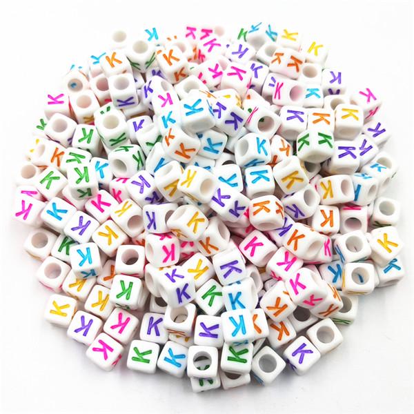 50Pcs 6mm 26 Letter Acrylic Loose Beads DIY for Necklace Bracelet Pendant Jewelry Making