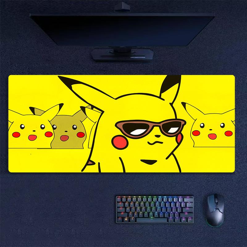 Happy Pikachu Print Cushion Non-slip Laptop Tablet Big Mousepad XXL Mat Mini PC Playmat With Lock edge