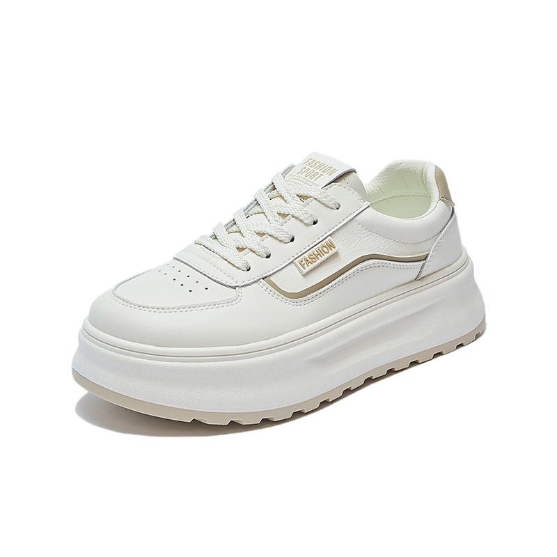 Women's Casual Chunky Platform Sneakers Non-Slip Lace-Up Walking Shoes Comfortable Running Shoes PU Leather Athletic Workout Tennis Sneakers for Women