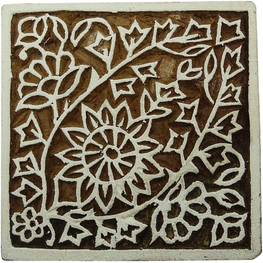 Деревянные Штампы Блока Цветочным Узором Печать Вырезанные Ручной Работы Блоки Текстильная Печать