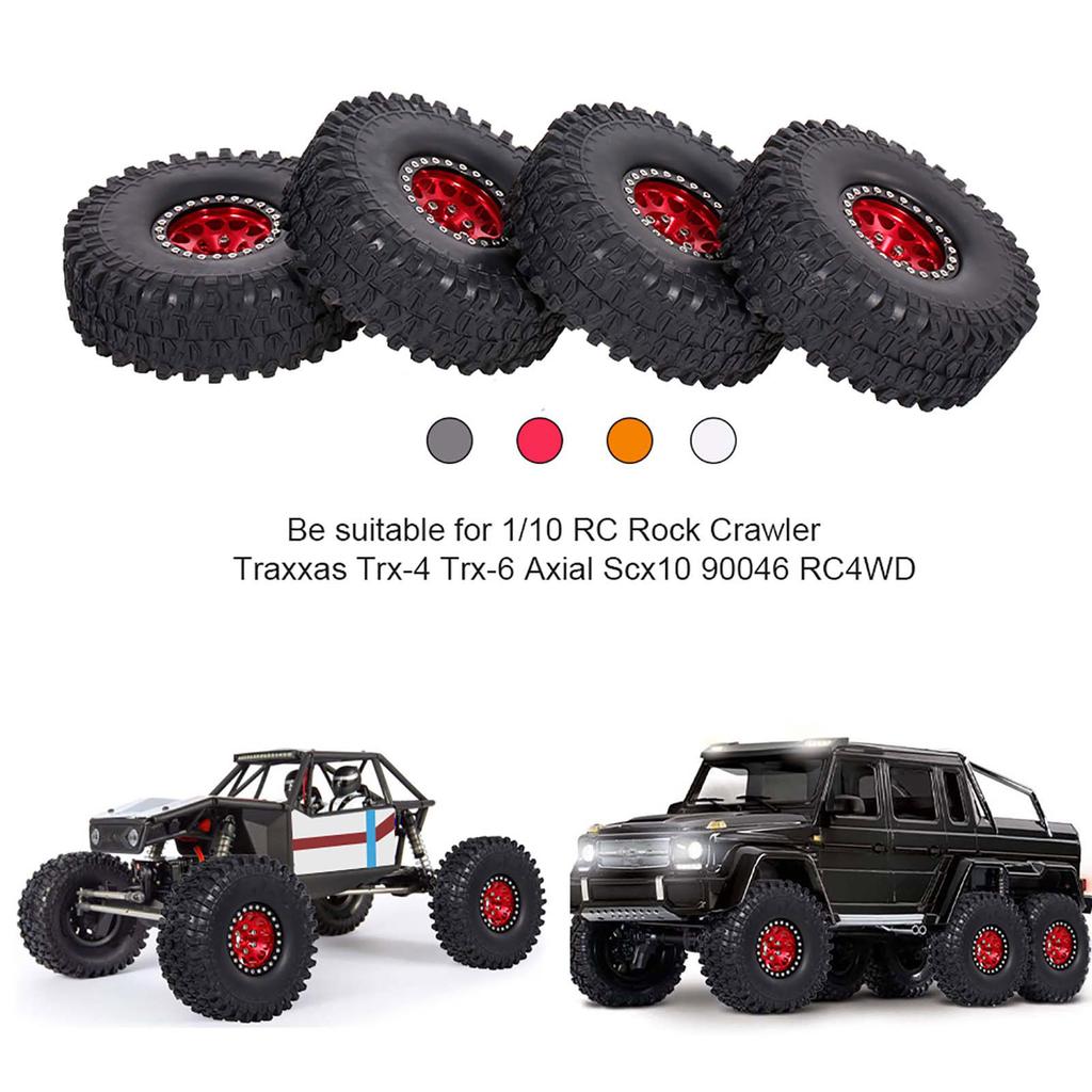 4PCS 1.9in Crawler RC Rubber Tires with Metal Rim for 1 10 RC Rock Crawler Traxxas Trx 4 Trx 6 Axial Scx10 90046 RC4WD