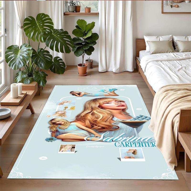 Sabrina Carpenter Print Crystal Velvet Plush Rug Anti?Slip Wear?Resistant Floor Carpet For Indoor Household Home Decoration