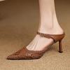 Gladiator Straw Weaving Mules Summer Size 42 Wedding Party Stiletto High Heels Modern Fashion Women Peep Toe Sandals