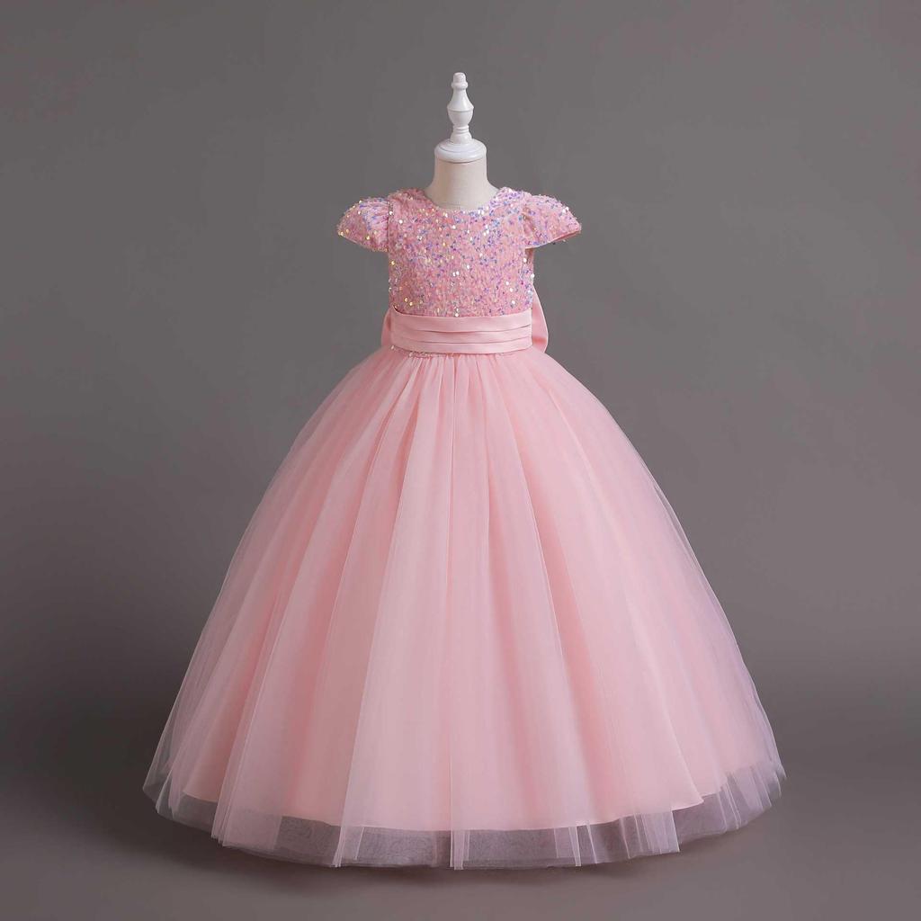 Девичье вечернее платье принцессы с пайетками 2025