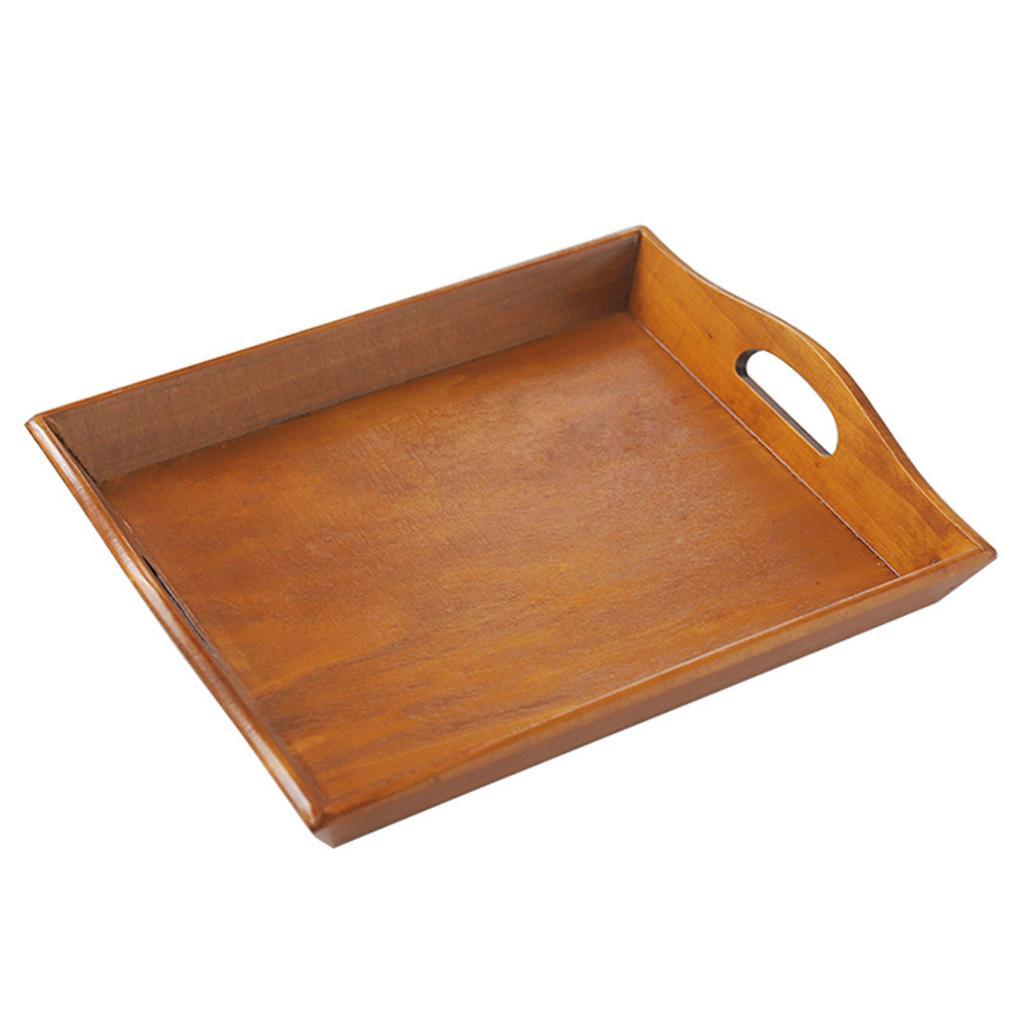 Dinner Tray Multifunctional Large Wooden Serving Tray with Handle for Breakfast Fruit Food Coffee