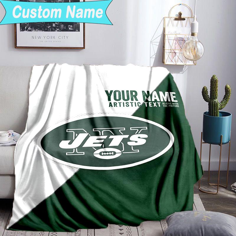 Custom Name Blanket Jets Football Blanket Bedding Blanket for Travel, Camping, Living Rooms, Offices, Sofas, Fan Christmas gift