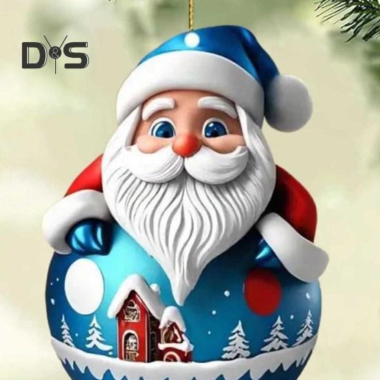 Подвеска в виде Санта-Клауса Roly-poly, 2D, акриловое подвесное украшение, рождественская елка, мультяшный Санта, украшение для каминной полки, автомобильный рюкзак