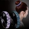 Fashionable Rhinestone Hair Bun Maker Sparkling Crystal Headband Ponytail Holder No-Feather Gem Embellished Twist Clip for Effortless Styling