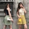Women's Short Skirt Plaid Pleated Skirt Female Matcha Green Student JK Uniform Skirt High Waist