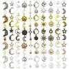 Handmade Antique Gold Sun, Moon & Star Charms for DIY Jewelry – Bracelets, Necklaces, Earrings (Set of 5 Colors)