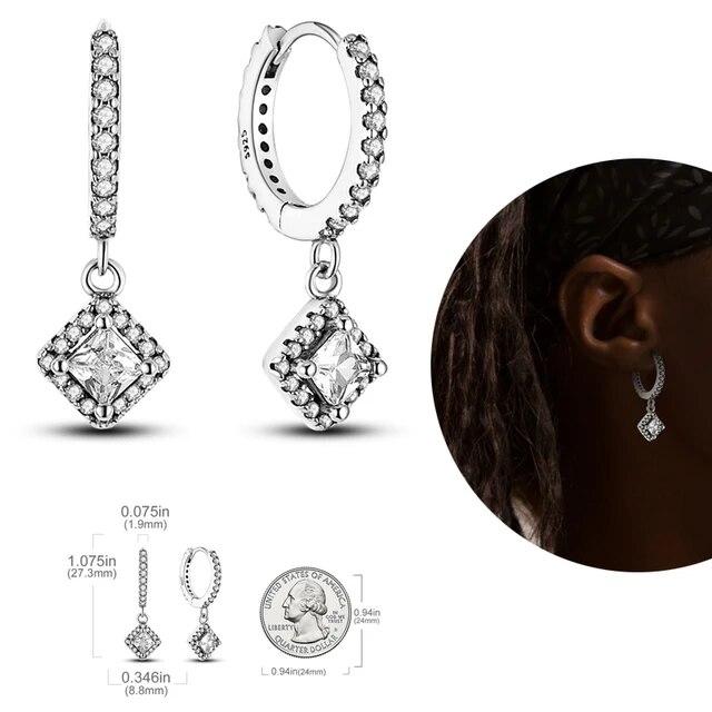 Сверкающие цирконовые серьги-кольца из серебра 925 пробы, круглые серьги в форме сердца для женщин, свадебные украшения для помолвки