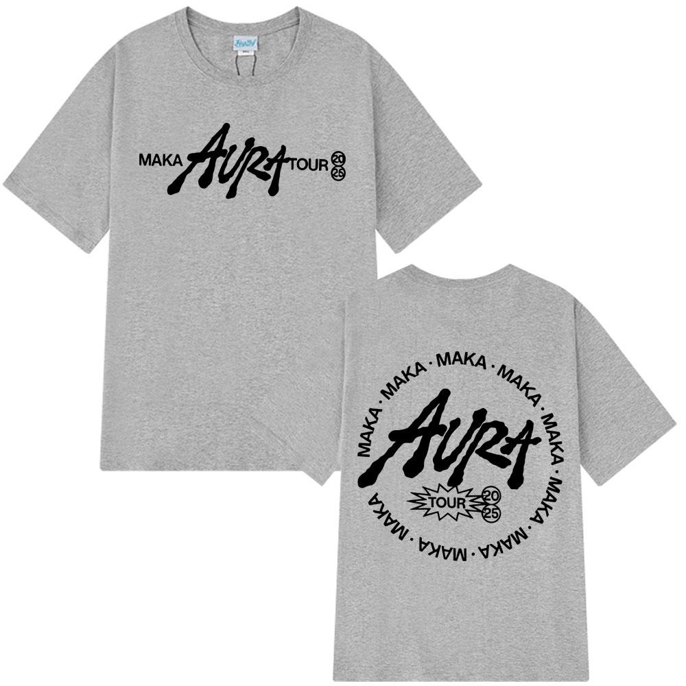 Рэпер Мака Аура Тур 2025 Готический Панк Футболки Мужчины Женщины Одежда Мода Винтажные Футболки Повседневные Хлопок Хип-хоп Свободная Футболка