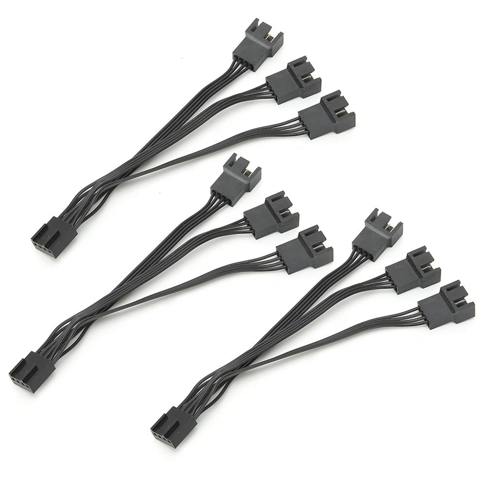 3 шт. Удлинительный кабель для вентилятора, провода от 1 до 3, 4-контактный разъем, адаптер-разветвитель, преобразователь питания