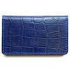 Business Card Case Embossed Croco Blue with Hook Closure Business Card Credit Card Leather Case Point Members Stamp Card Case Card Business Card