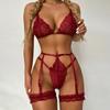 Sexy Lace Lingerie Set V -Neck Bra Thong Women Underwear Set Transparent Erotic Babydoll  Sensual