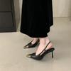 Aneikeh Street Style Sexy Pointed Toe Slingbacks Pumps Women Stripper Sandals High Heels Female Banquet Shoes Brown Kitten Heels