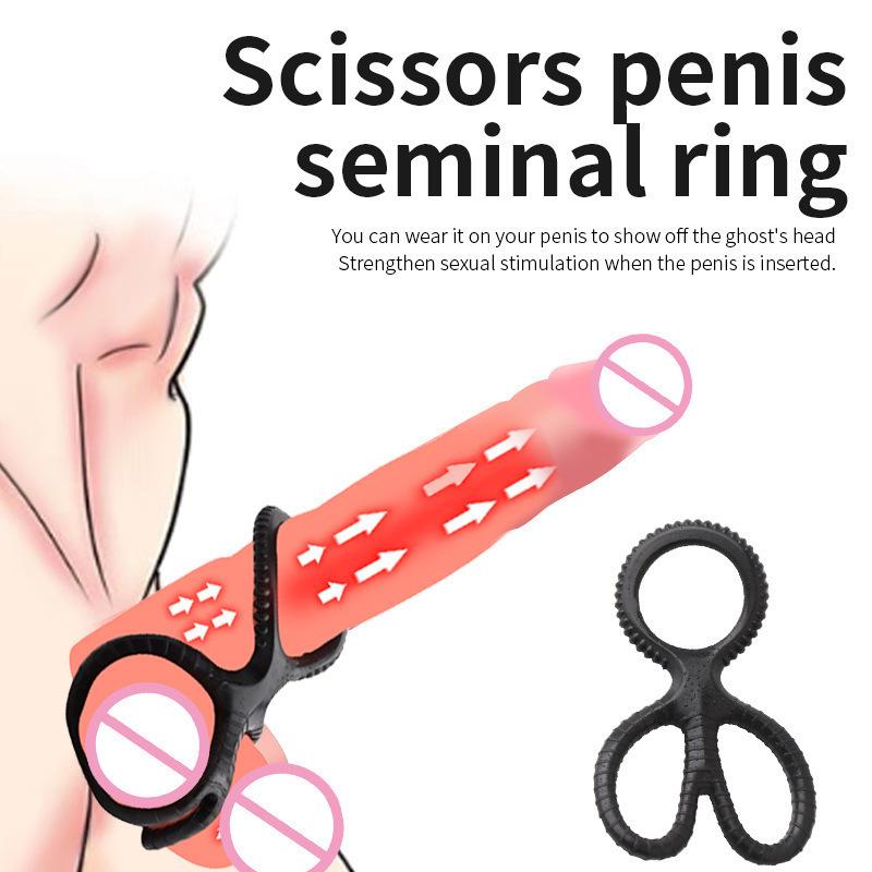 Кольцо с замком для любовника, секс-игрушки для пары, мягкая задержка эрекции, двойное кольцо для члена, фрикционный массаж, стимуляция
