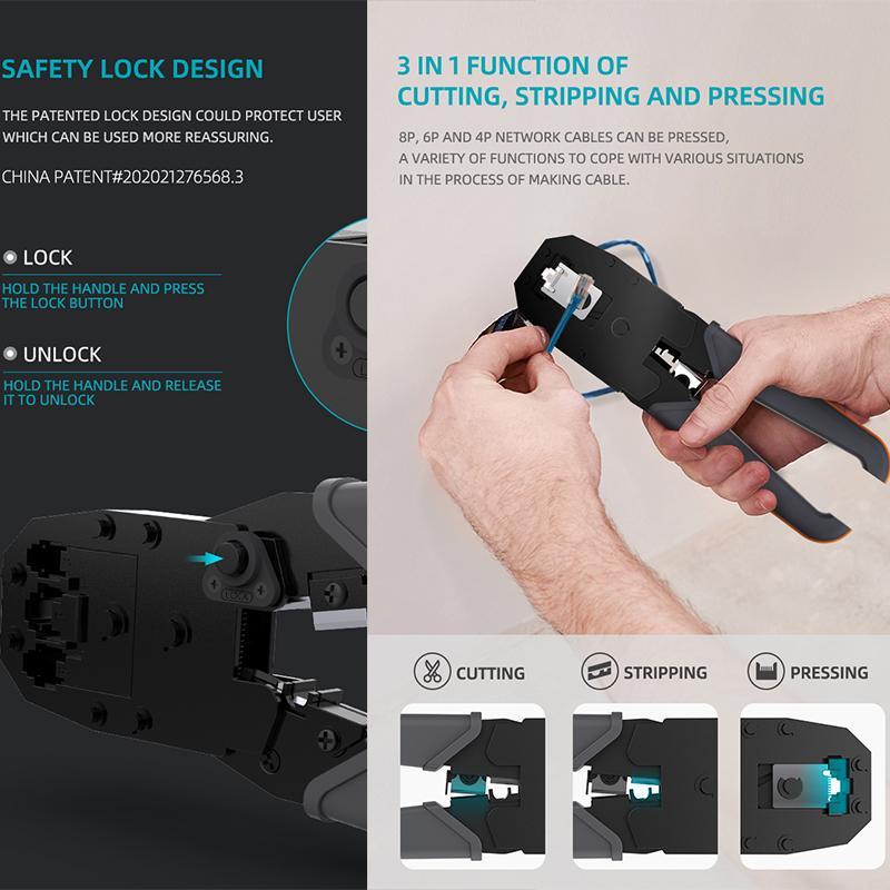 Xiaomi JIMIHOME GTW5N Набор сетевых инструментов Инструмент для зачистки проводов Сетевой тестер Плоскогубцы для зачистки кабеля Обжимные клещи RJ45 Разъем сетевого кабеля