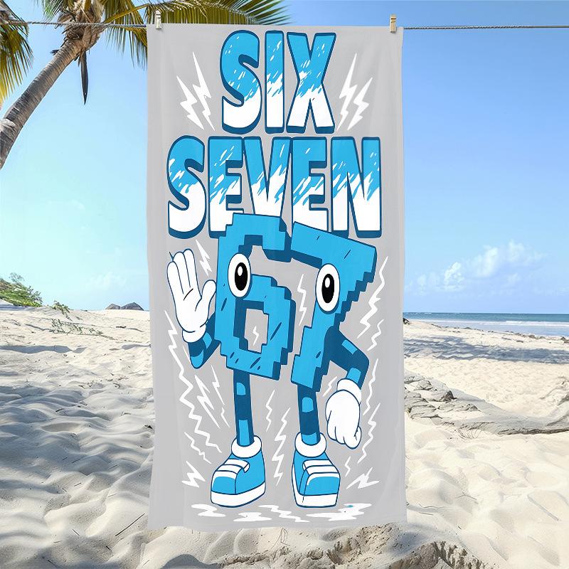 Funny Six Seven 67 Beach Towels Customized Print Large Bath Towel Poncho Quick Dry Sand Free Beach Towel